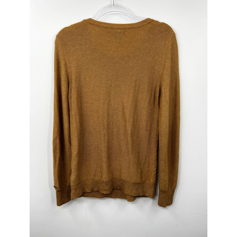 Tommy Hilfiger Women's Sweater Medium Cable Knit‎ Pullover Stretch Buckles Brown - Picture 6 of 9